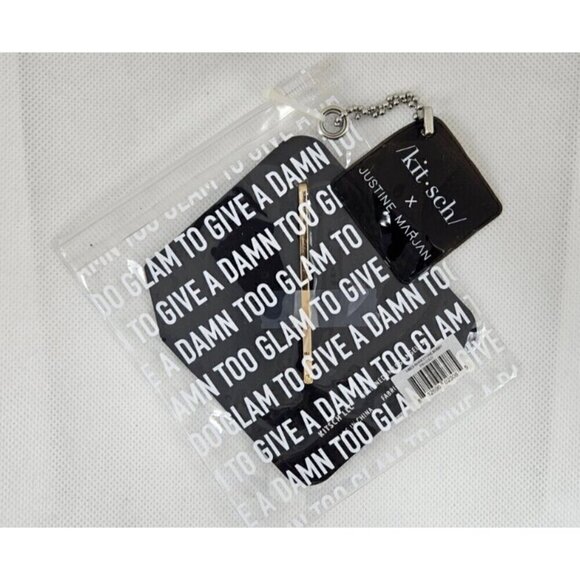 New Kitsch X Justine Marjan Gold Color VIBES Rhinestone Bobby Pin - Picture 3 of 3